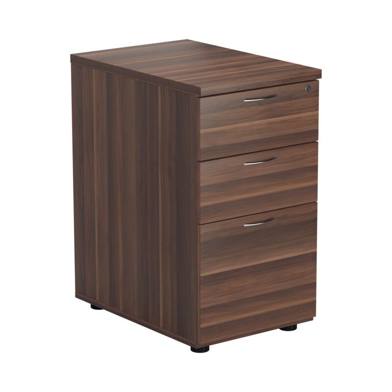 Essentials Desk High 3 Drawer Pedestal | 600 Deep | Dark Walnut