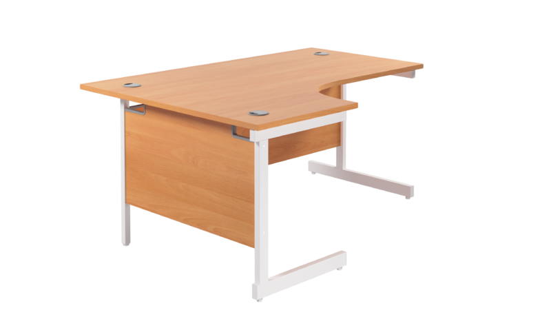 Single Upright Left Hand Radial Desk | 1800 X 1200 | Beech/White