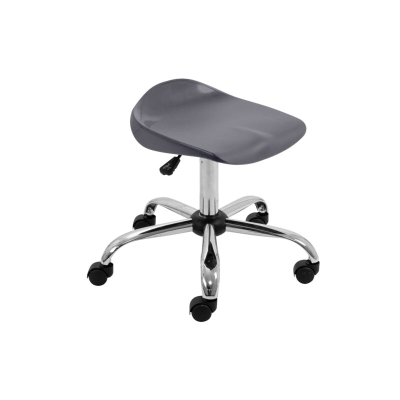 Titan Swivel Senior Stool with Chrome Base and Castors | Size 5-6 | Charcoal/Chrome