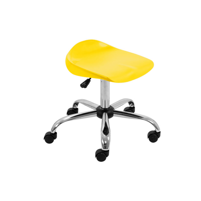 Titan Swivel Senior Stool with Chrome Base and Castors | Size 5-6 | Yellow/Chrome