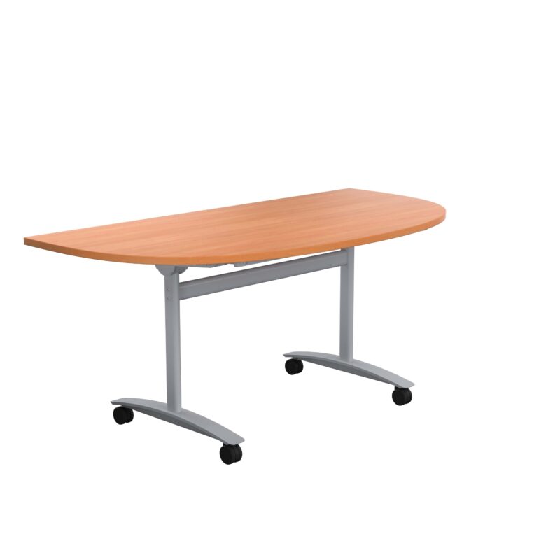 One D-End Tilting Table | 1600 X 800 | Beech/Silver