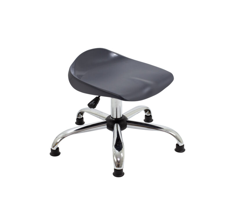 Titan Swivel Junior Stool with Chrome Base and Glides | Size 5-6 | Charcoal/Chrome