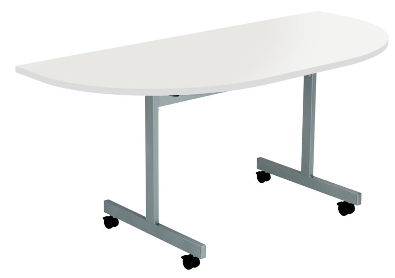 One Eighty D-End Tilting Table | 1600 X 800 | White/Silver