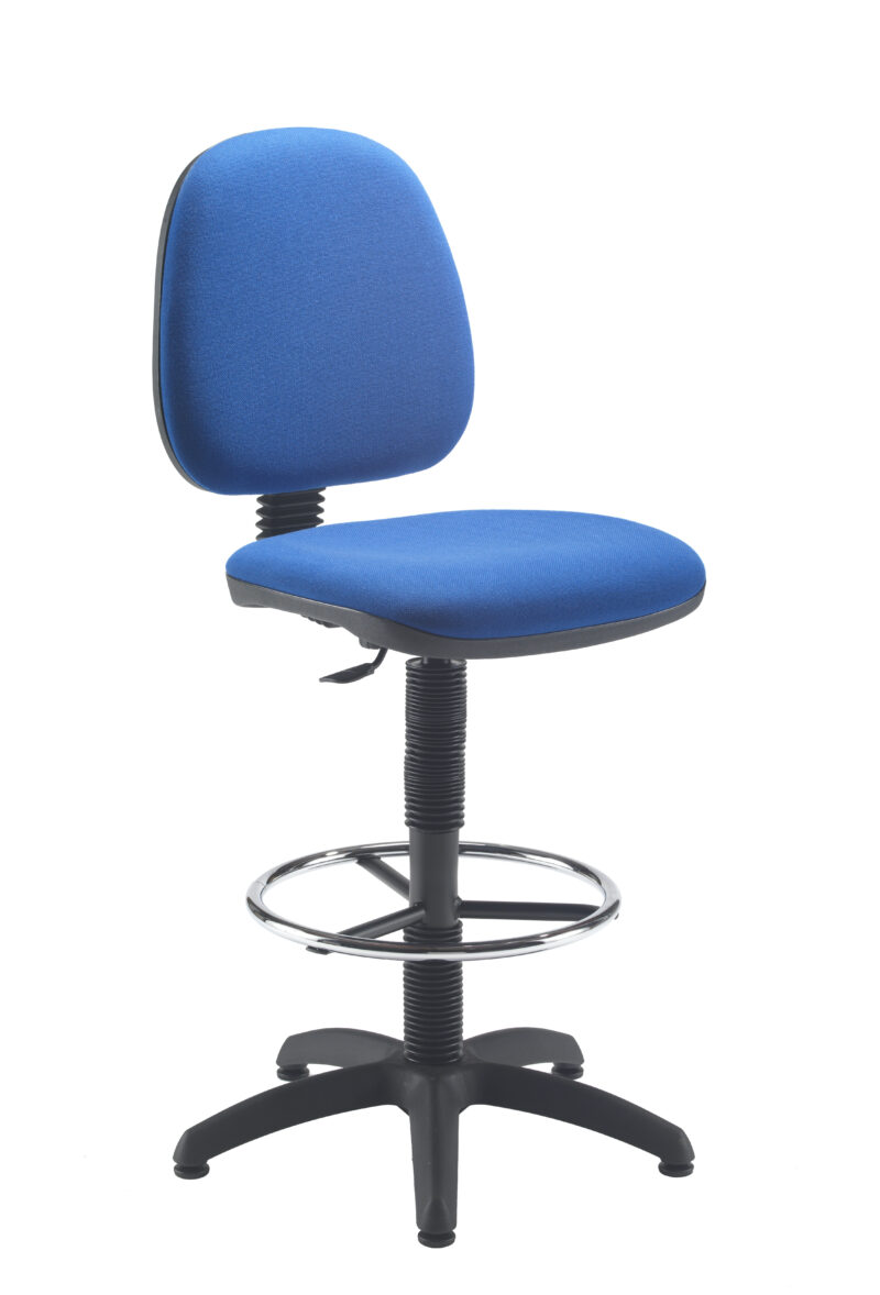 Zoom Mid-Back Draughtsman Chair | Static Foot Ring | Royal Blue