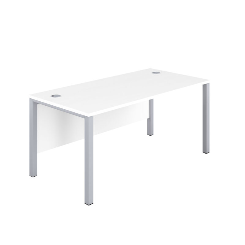 Goal Post Rectangular Desk | 1600X800 | White/Silver