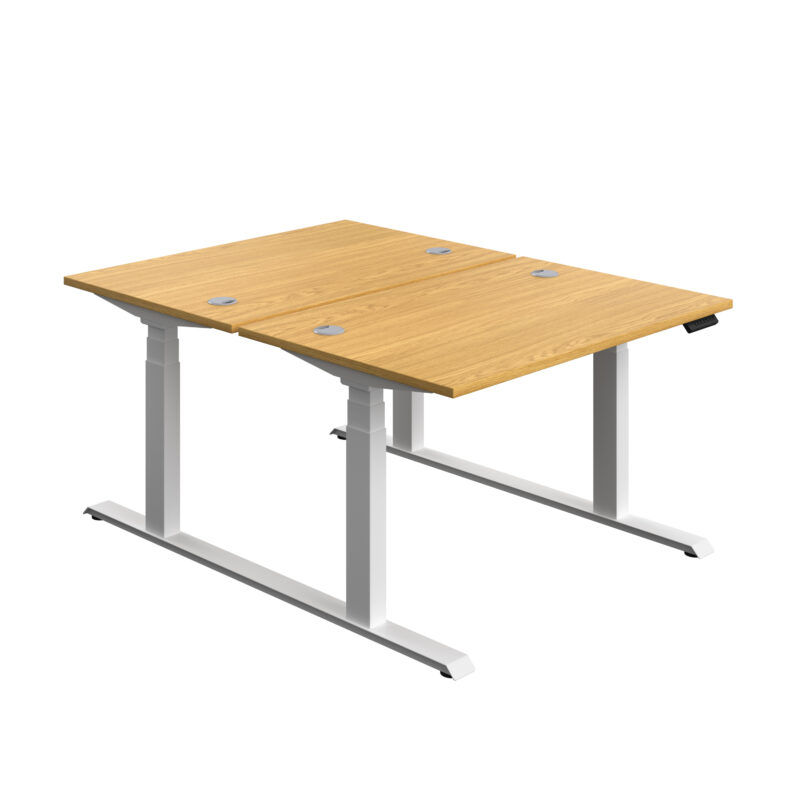 Economy Back To Back Sit Stand Desk | 1200 X 800 | Nova Oak/White