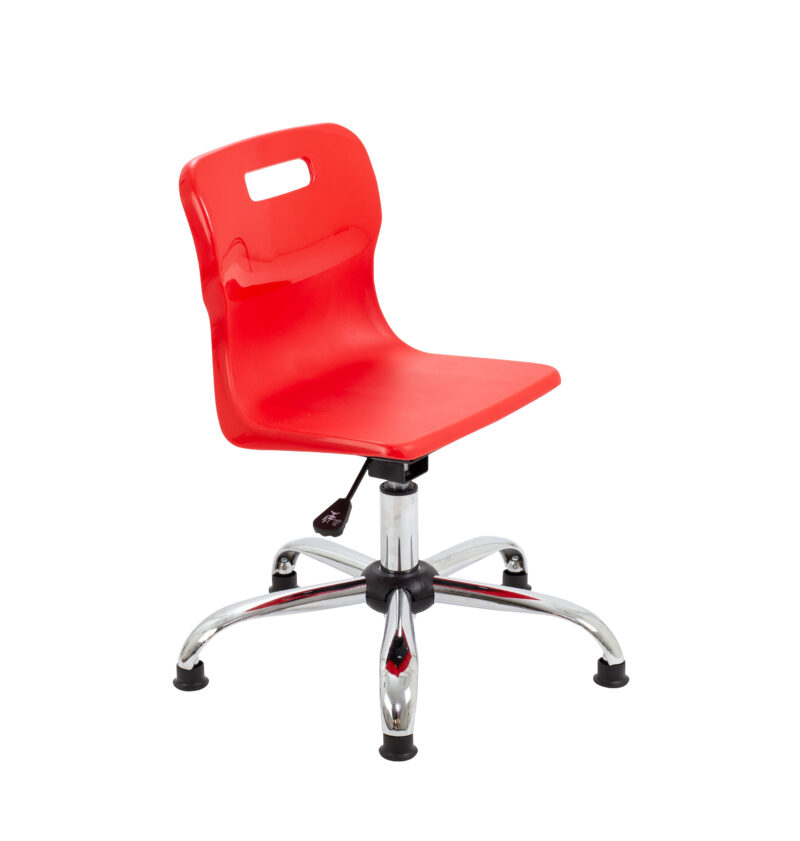 Titan Swivel Junior Chair with Chrome Base and Glides | Size 3-4 | Red/Chrome