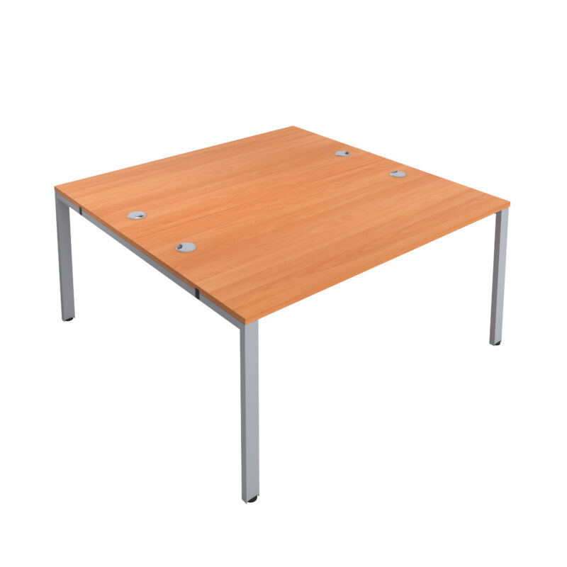 CB Bench with Cable Ports: 2 Person | 1600 X 800 | Beech/Silver