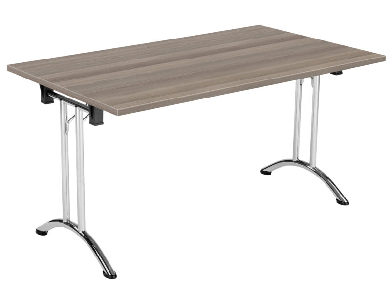 One Union Rectangular Folding Table | 1400 X 800 | Grey Oak/Chrome