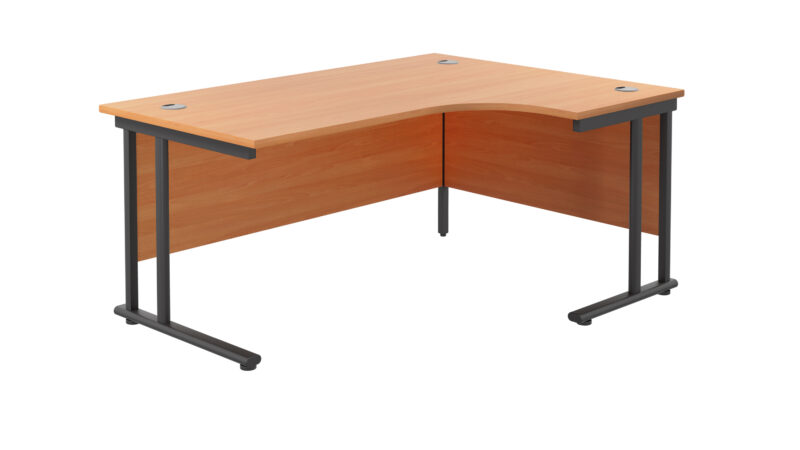 Twin Upright Right Hand Radial Desk | 1800X1200 | Beech/Black