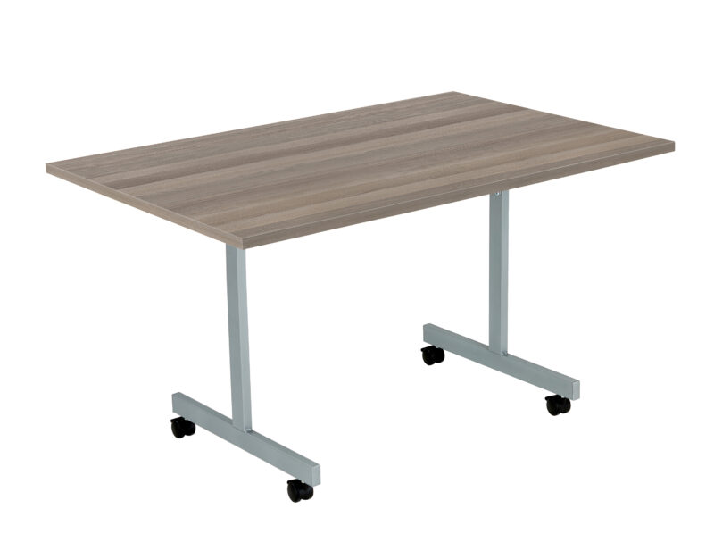 One Eighty Rectangular Tilting Table | 1200 X 700 | Grey Oak/Silver