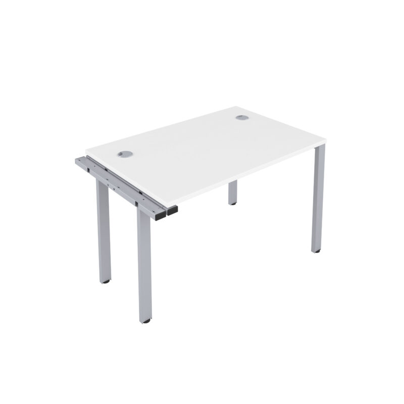 CB Bench Extension with Cable Ports: 1 Person | 1600 X 800 | White/Silver