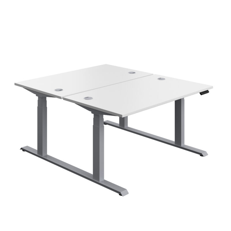 Economy Back To Back Sit Stand Desk | 1400 X 800 | White/Silver