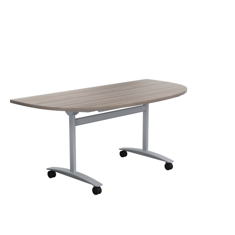 One D-End Tilting Table | 1600 X 800 | Grey Oak/Silver