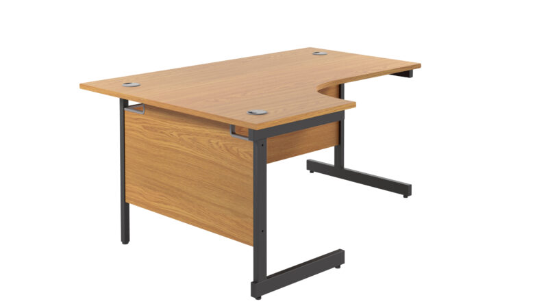 Single Upright Left Hand Radial Desk | 1600 X 1200 | Nova Oak/Black