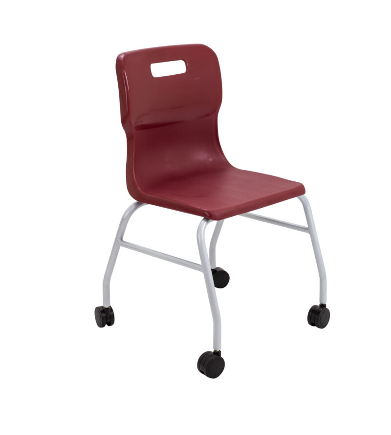 Titan Move 4 Leg Chair With Castors | Burgundy