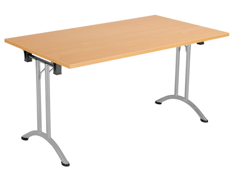 One Union Rectangular Folding Table | 1400 X 700 | Beech/Silver