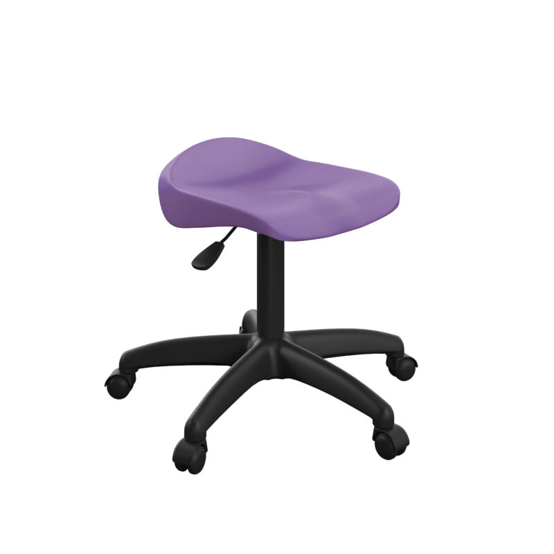 Titan Swivel Junior Stool with Plastic Base and Castors | Size 5-6 | Purple/Black