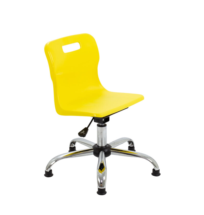 Titan Swivel Junior Chair with Chrome Base and Glides | Size 3-4 | Yellow/Chrome