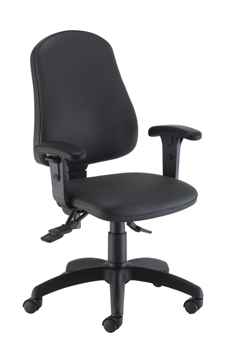 Calypso Ergo 2 Lever Office Chair With Lumbar Pump and Adjustable Arms | Black PU