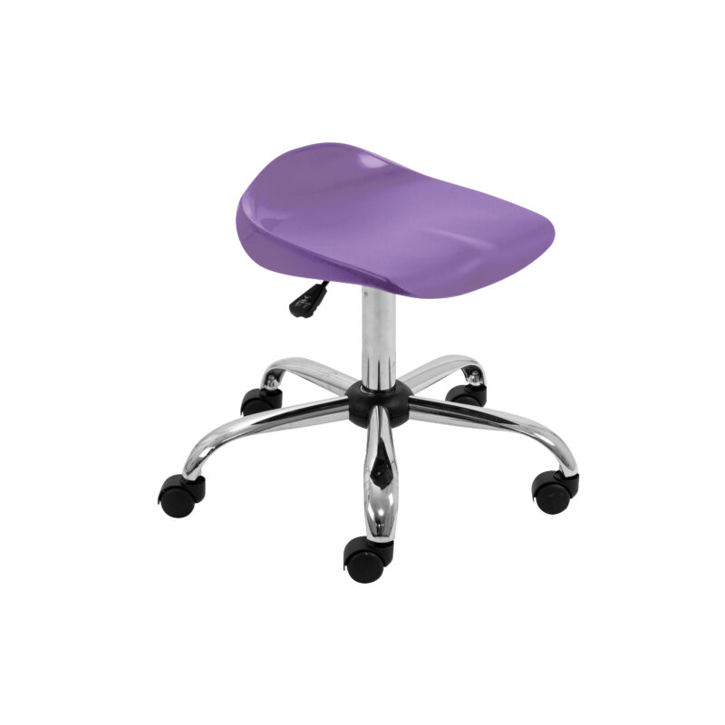 Titan Swivel Senior Stool with Chrome Base and Castors | Size 5-6 | Purple/Chrome