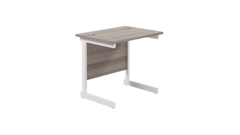 Single Upright Rectangular Desk: 600mm Deep | 800 X 600 | Grey Oak/White