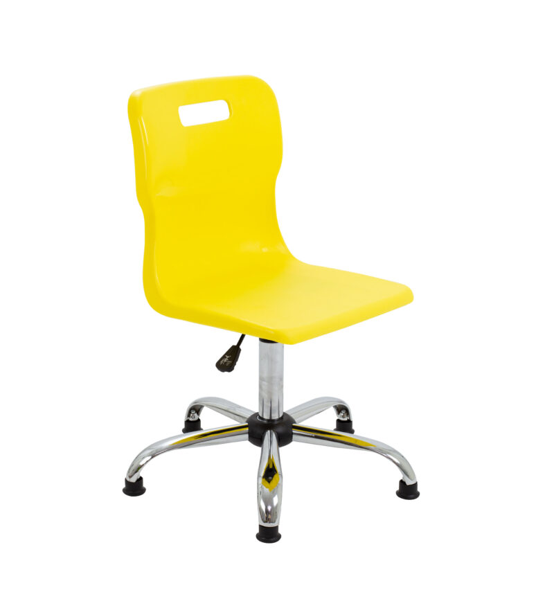 Titan Swivel Senior Chair with Chrome Base and Glides | Size 5-6 | Yellow/Chrome