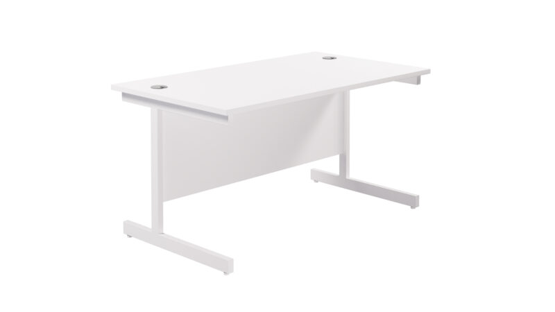 Single Upright Rectangular Desk: 800mm Deep | 1400 X 800 | White/White