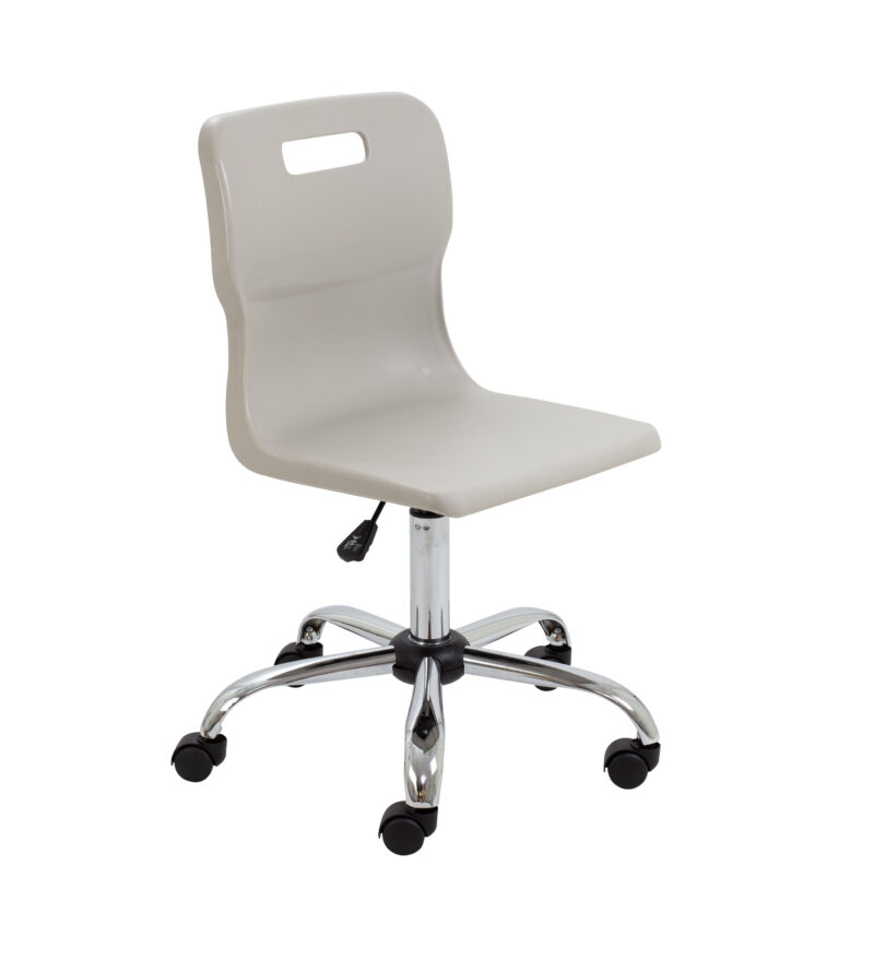 Titan Swivel Senior Chair with Chrome Base and Castors | Size 5-6 | Grey/Chrome