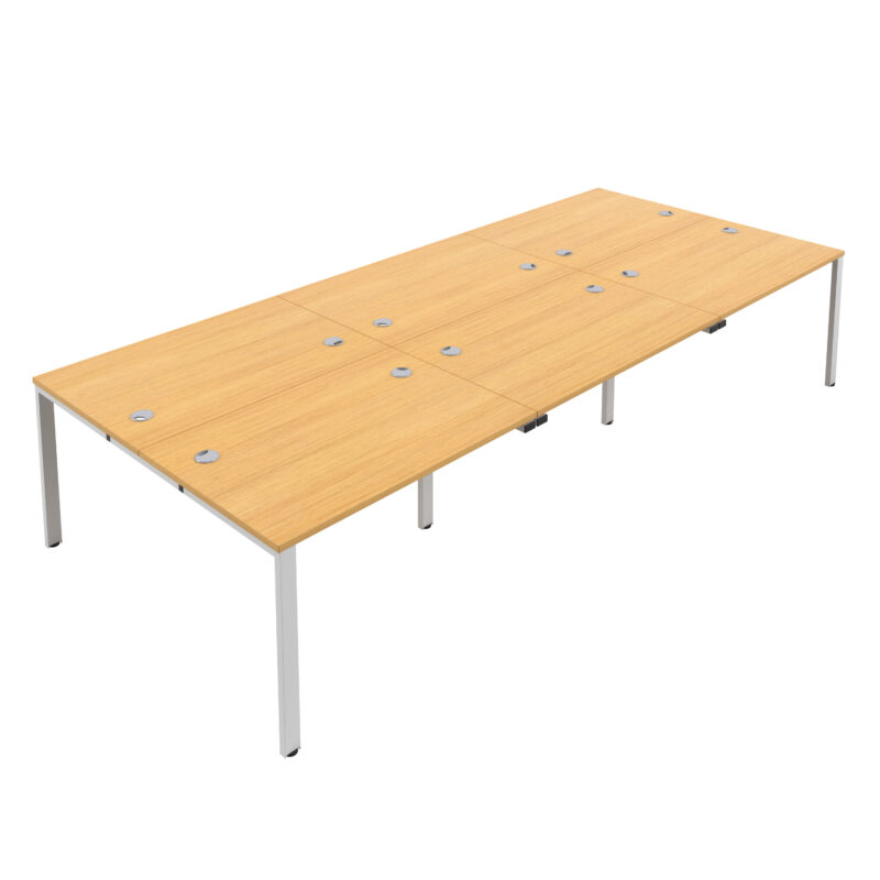 CB Bench with Cable Ports: 6 Person | 1200 X 800 | Nova Oak/White