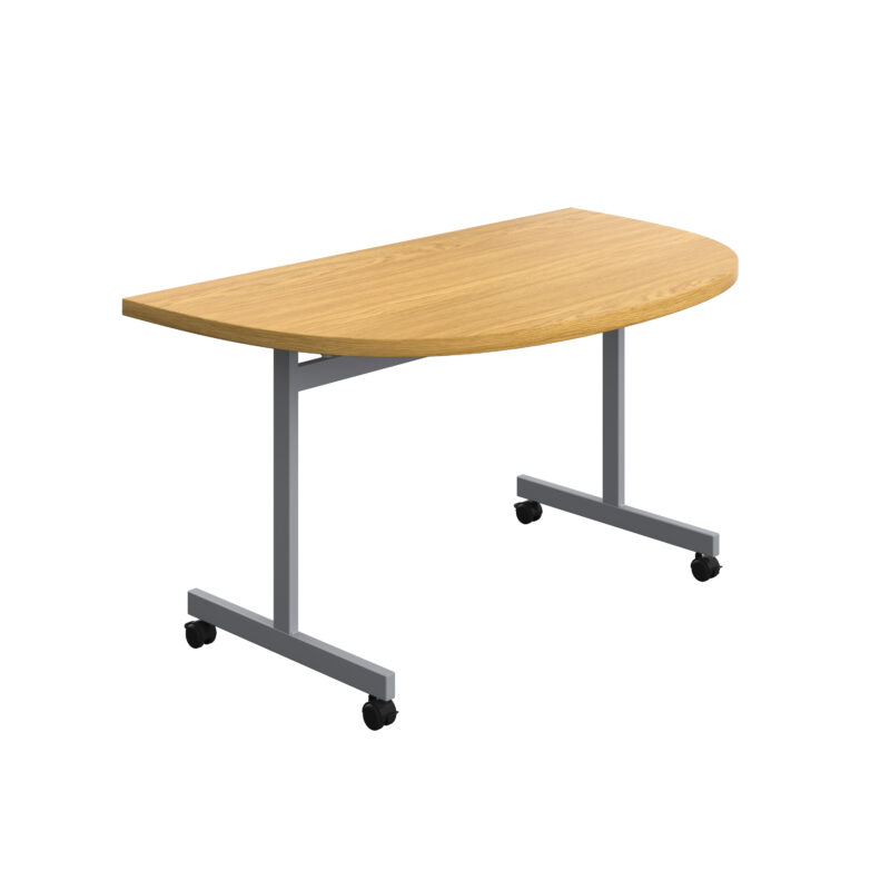 One Eighty D-End Tilting Table | 1400 X 700 | Nova Oak/Silver