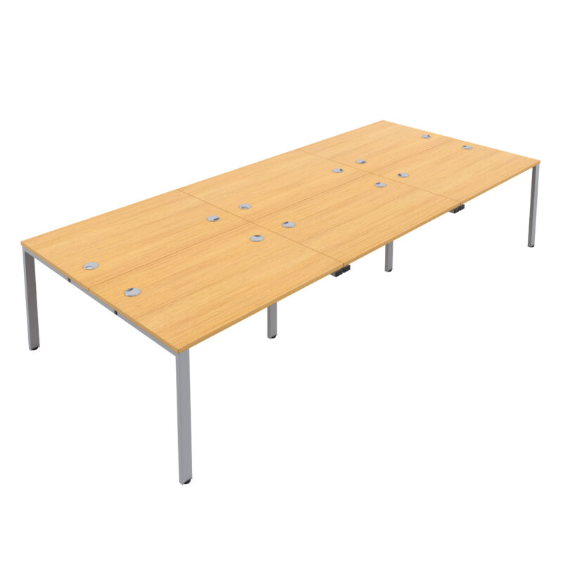 CB Bench with Cable Ports: 6 Person | 1600 X 800 | Nova Oak/Silver