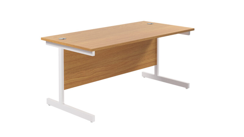 Single Upright Rectangular Desk: 800mm Deep | 1800 X 800 | Nova Oak/White