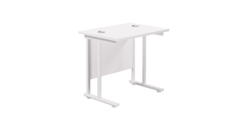 Twin Upright Rectangular Desk: 600mm Deep | 800X600 | White/White