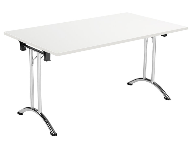 One Union Rectangular Folding Table | 1400 X 800 | White/Chrome