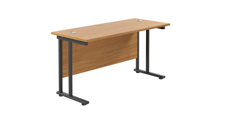 Twin Upright Rectangular Desk: 600mm Deep | 1200X600 | Nova Oak/Black