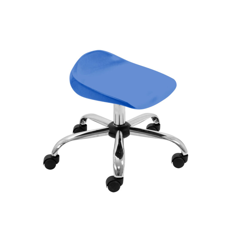 Titan Swivel Junior Stool with Chrome Base and Castors | Size 5-6 | Blue/Chrome