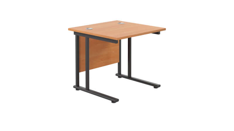 Twin Upright Rectangular Desk: 800mm Deep | 800X800 | Beech/Black