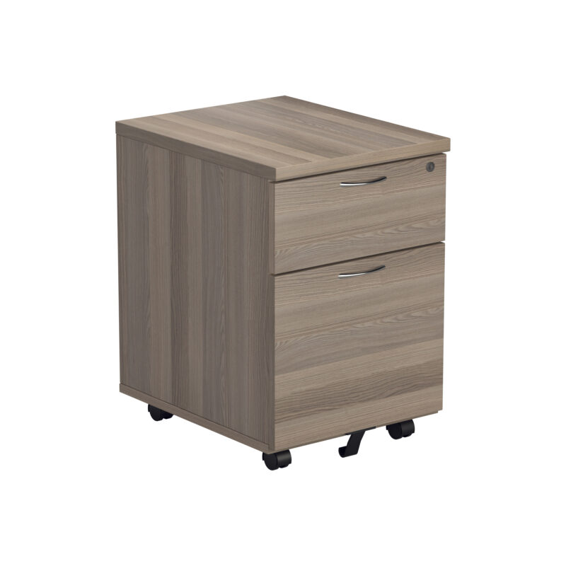 Mobile Pedestal 2 Drawer | Grey Oak