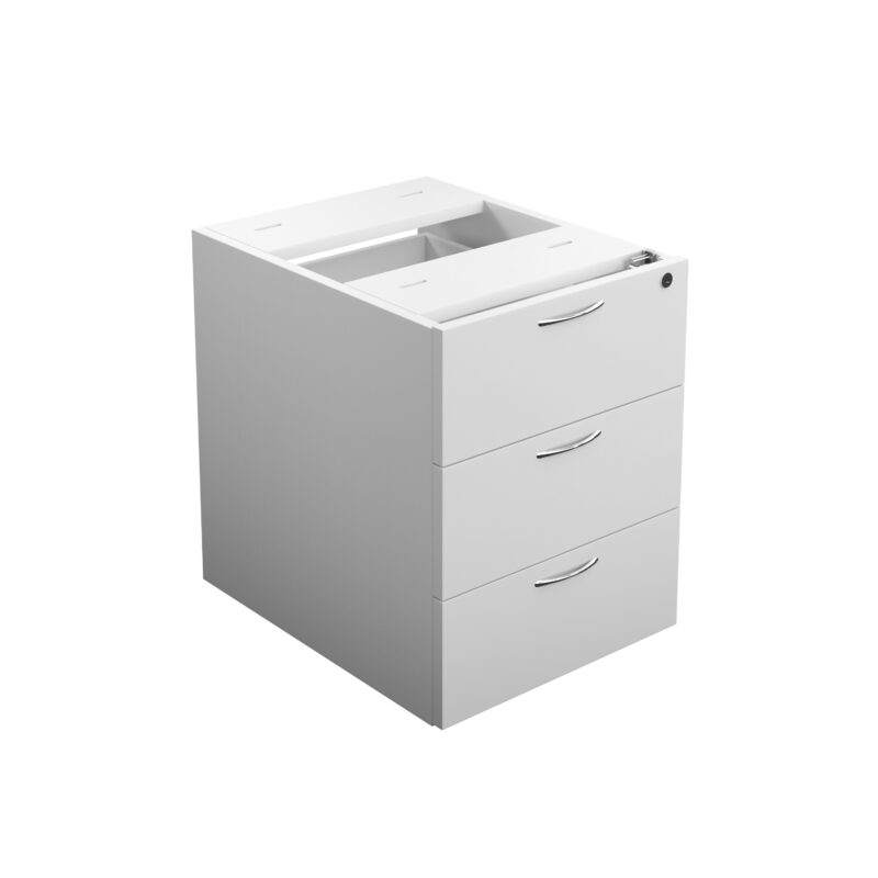 Essentials Fixed Pedestal 3 Drawers | 655 Deep | White