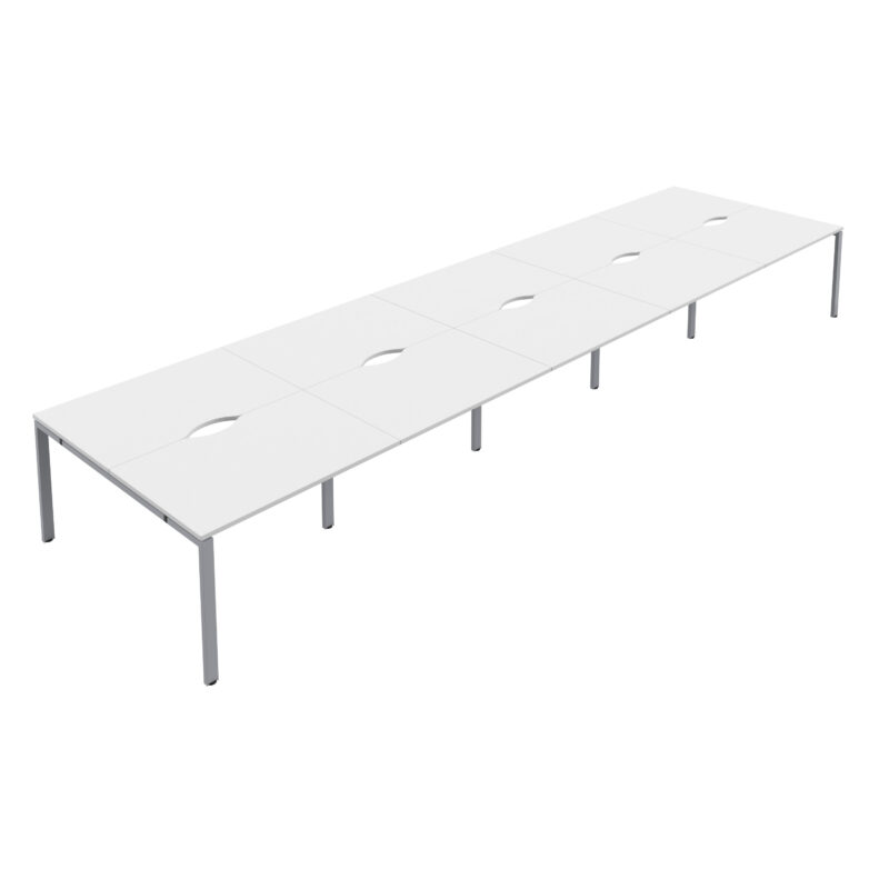 CB Bench with Cut Out: 10 Person | 1400 X 800 | White/Silver