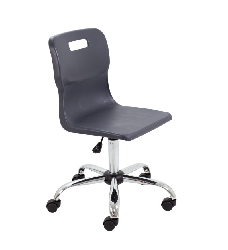 Titan Swivel Senior Chair with Chrome Base and Castors | Size 5-6 | Charcoal/Chrome