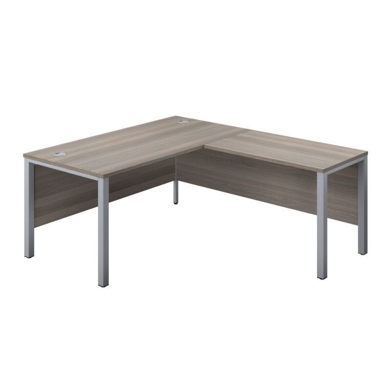 Goal Post Right Hand Return Desk | 1600X800 | Grey Oak/Silver