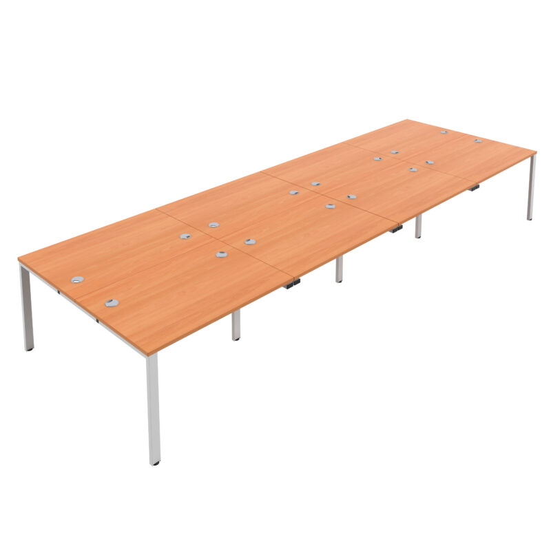 CB Bench with Cable Ports: 8 Person | 1400 X 800 | Beech/White