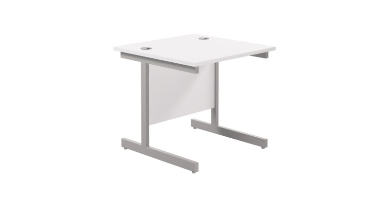 Single Upright Rectangular Desk: 800mm Deep | 800 X 800 | White/Silver