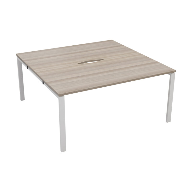 CB Bench with Cut Out: 2 Person | 1600 X 800 | Grey Oak/White