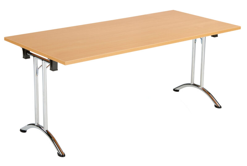 One Union Rectangular Folding Table | 1600 X 700 | Beech/Chrome