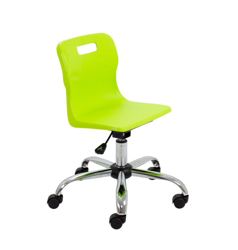 Titan Swivel Junior Chair with Chrome Base and Castors | Size 3-4 | Lime/Chrome