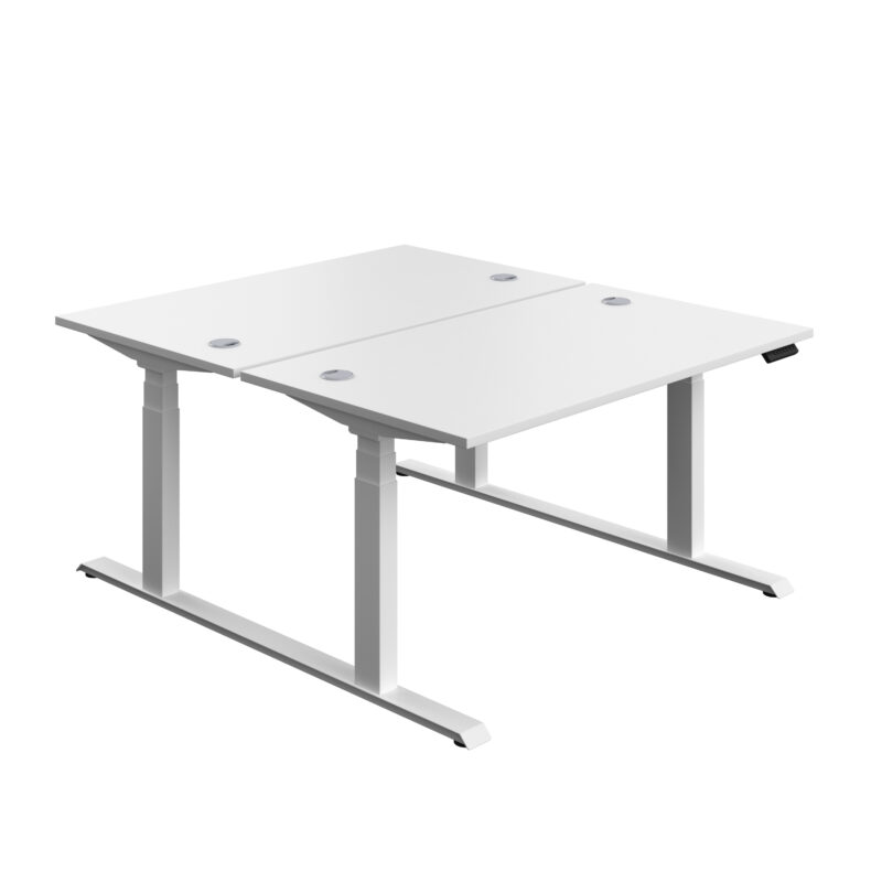 Economy Back To Back Sit Stand Desk | 1400 X 800 | White/White