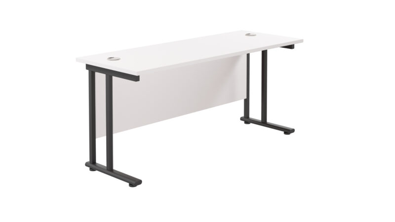 Twin Upright Rectangular Desk: 600mm Deep | 1800X600 | White/Black